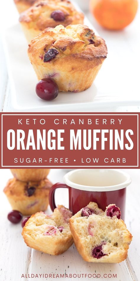 Make them in your air fryer or your oven! These delicious low carb and sugar-free muffins are bursting with orange flavor and fresh cranberries. A tasty keto breakfast treat. Cranberry Muffin, Cranberry Recipes Muffins, Keto Cranberry, Low Carb Muffin Recipes, Sugar Free Muffins, Keto Breakfast Muffins, Keto Muffin Recipe, Cranberry Orange Muffins, Orange Muffins