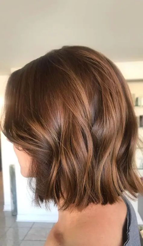 Balayage Short Hair Brown Today in 2024: A Sweet Revolution in Style • Chick About Town Short Golden Brown Hair, Short Caramel Hair, Brown Bob With Highlights, Brown Shoulder Length Hair, Mousy Brown, Short Hair Brown, Balayage Short Hair, Short Brunette Hair, Caramel Brown Hair