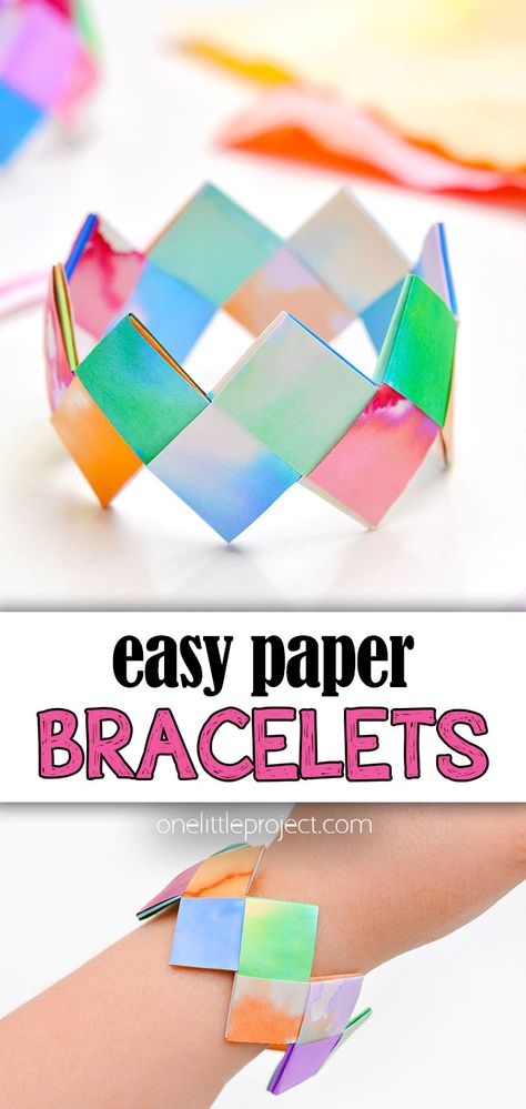 Paper Bracelets | How to Make a Folded Paper Bracelet Folded Paper Bracelets, Elementary Jewelry Making, Paper Bracelets For Kids Free Printable, Paper Bracelet For Kids, Bracelet Crafts For Kids, Paper Strip Crafts, Diy Backdrop Ideas, Craft For Summer, Paper Bracelets