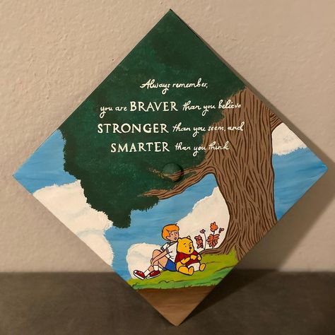 Winnie The Pooh Graduation Cap Ideas, Eeyore Graduation Cap, Grad Cap Ideas Winnie The Pooh, Graduation Cap Designs Winnie The Pooh, Winnie The Pooh Graduation Cap, Diy Grad Cap, Graduation Cap Designs College, Graduation Cap Cake, Disney Graduation Cap