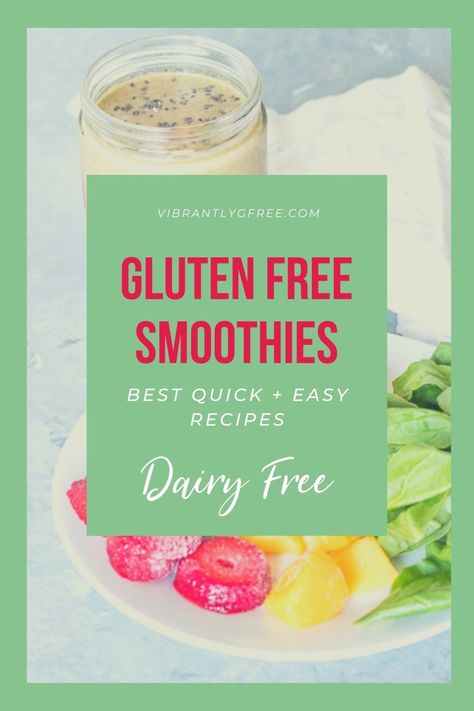 Looking for an easy Gluten Free Breakfast? This dairy free smoothie is healthy and filling for gluten free living on-the-go! It's a perfect gluten free recipe for beginners & seasoned smoothie-makers will love the combinations too! Click through to read these MUST-TRY breakfast smoothie recipes and get the free fridge pin-upl! | Vibrantlygfree.com #easysmoothie #smoothierecipes #dairyfreesmoothies #glutenfreerecipe Gluten Free Diet For Beginners, Easy Gluten Free Breakfast, Smoothies Easy, Chocolate Raspberry Smoothie, Peach Mango Smoothie, Basil Smoothie, Gluten Free Smoothie, Free Smoothie Recipes, Recipe For Beginners