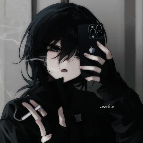 Emo Pfp Aesthetic, Emo Icons, Anime Goth, Fotografi Urban, Black And White Girl, Anime Black Hair, Desen Anime, Creative Profile Picture, Anime Cover Photo