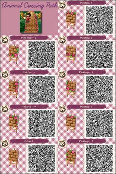 trapped-in-the-metaverse:  Animal Crossing New Leaf Path - Bricks with Tropical Flowers Full Size Link Acnl Qr Code Sol, Acnl Paths, Animal Crossing Qr Codes, Acnl Qr Codes, Motif Acnl, Animal Crossing 3ds, Ac New Leaf, Animals Crossing, Leaf Animals