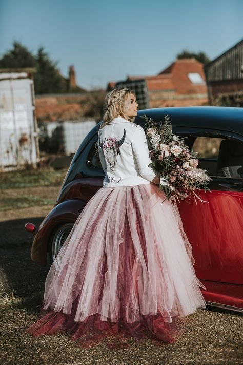 ROMANTIC MOODY ROCK AND ROLL WEDDING INSPIRATION DIY BARN WEDDING VENUE IN NOTTINGHAMSHIRE BURGUNDY COLOUR THEME UNIQUE HOT ROD WEDDING CAR Hot Rod Wedding, Rock And Roll Wedding, Rocker Wedding, Blush Pink Wedding Dress, Edgy Wedding, Rock N Roll Wedding, Diy Wedding Inspiration, Secret Wedding, Burgundy Colour