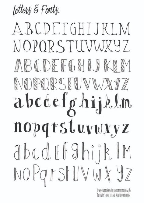 Lettering fonts Journaling Fonts Alphabet, Journal Fonts Handwriting, Cool Lettering Fonts Alphabet, Hand Written Fonts, Fonts Abc, Free Bullet Journal Printables, Fonts Doodle, Block Letter Alphabet, Architectural Lettering