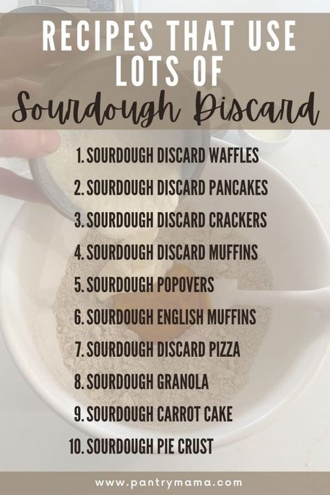 20 Sourdough Recipes That Use LOTS of Discard [empty your discard jar!] Recipes That Use A Lot Of Sourdough Discard, Thm Sourdough Discard Recipes, No Discard Sourdough Starter, Sourdough Names, Sourdough Starter Recipe With Potato Flakes, Sourdough English Muffins, Popover Recipe, Overnight Recipes, Sourdough Bread Starter