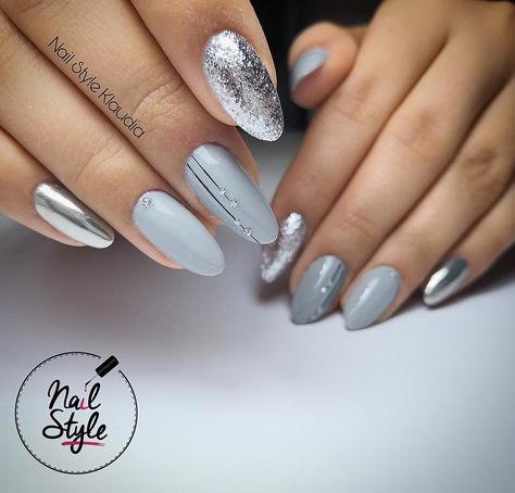 Grey Nail Art, Nail Designs Ideas, Pretty Nail Designs, Gray Nails, Latest Nail Art, Winter Nail Designs, Fall Nail Art, Gel Nail Designs, Summer Nail