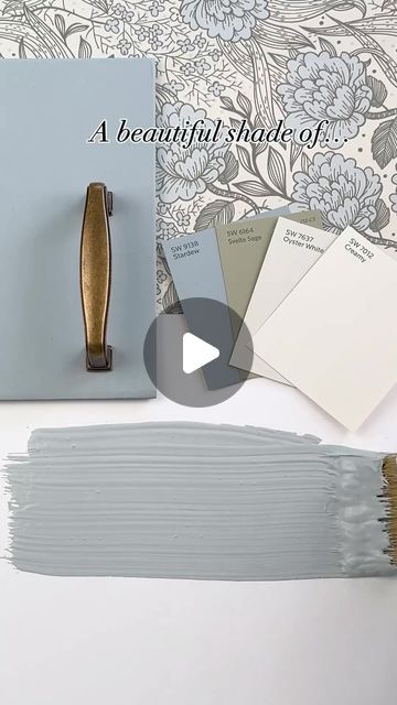 Braido Targa on Instagram: "Sherwin Williams’ Stardew is a soft, muted blue-gray that brings a calm and peaceful feel to any room. Perfect for creating a relaxed vibe, it complements both modern and traditional decor beautifully. Stardew’s cool undertones pair amazingly with neutrals and soft colors like sage green, cream, and white. This versatile color can enhance your walls, cabinetry, or furniture, adding a touch of understated elegance to your space. 🌿✨

Want to learn more? Check out our blog for additional tips and inspiration! [Link in bio]" Neutral Blue Kitchen Cabinets, Sw Stardew Coordinating Colors, Sherwin Williams Stardew Bathroom, Stardew Sherwin Williams, Sw Stardew, Sherwin Williams Stardew, Wallpaper Swatches, Contemporary Sideboard, Modern And Traditional Decor