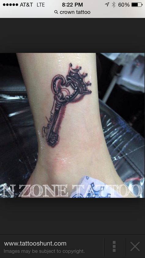 I'm loving this key and crown design His And Her Lock And Key Tattoo Ideas, Crown Key Tattoo, Key To My Heart Tattoo Couple, Heart Lock And Key Tattoo Couples, Heart Locket And Key Tattoo Design, King Queen Tattoo, Skeleton Key Tattoo, Queen Crown Tattoo, Classy Tattoos For Women