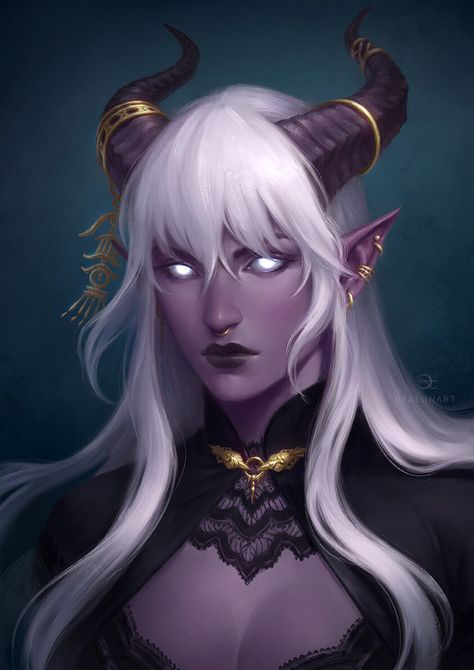 Tiefling Female, Dnd Tiefling, Character Commission, Elves Fantasy, Lady Art, Fantasy Portraits, Roleplay Characters, Dungeons And Dragons Characters, Dnd Art