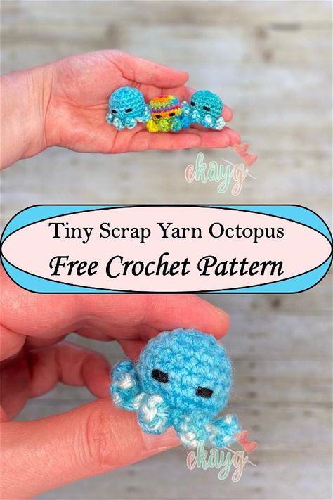 Tiny Crochet Octopus Pattern, Crochet Small Octopus Free Pattern, Small Animal Crochet, Free Crochet Octopus, Yarn Octopus, Random Crochet, Octopus Amigurumi, Yarn Projects Crochet, Animal Crochet Patterns