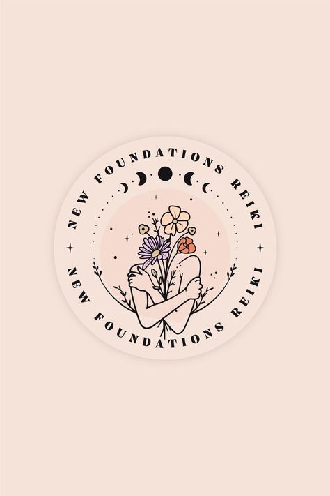 hands flowers feminime logo #mystical logo #feminime logo Healing Hands Logo, Healing Illustration, Healing Logo, Pastel Logo, Moving Energy, Healing Symbols, Line Art Style, Business Branding Inspiration, Healing Hands