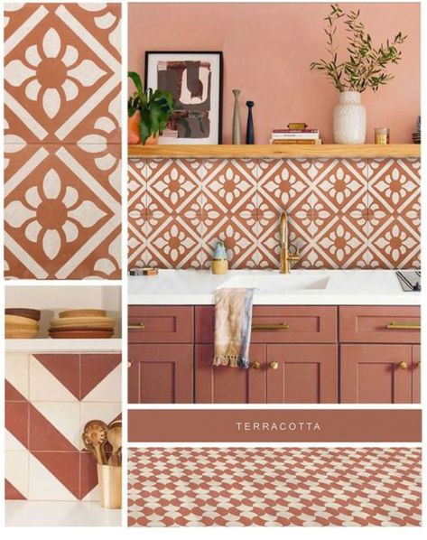 Coral Kitchen, Terracotta Kitchen, Pantry Laundry Room, Kitchen Wall Colors, Orange Kitchen, Boho Kitchen, Rose Rouge, Kitchen Plans, D B