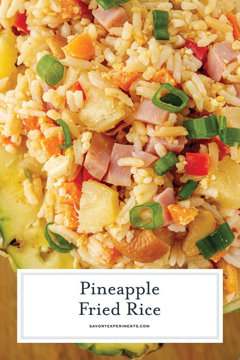 Pineapple Fried Rice is an easy weeknight meal that's cheaper, tastier and healthier than take-out! Make it a vegetarian meal or add ham. Ham Pineapple Fried Rice, Ham Fried Rice Recipe, Best Chinese Dishes, Side Dishes For A Bbq, Side Dishes Rice, Pineapple Fried Rice Recipe, Thai Pineapple Fried Rice, Ham Fried Rice, Pasta Side Dish