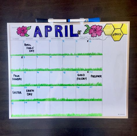 April Calendar Whiteboard, April Dry Erase Calendar Ideas, April White Board Ideas, May Whiteboard Calendar, April Calendar Ideas White Board, April Whiteboard Ideas, Whiteboard Calendar Design, Calendar Ideas Whiteboard, Cute Whiteboard Calendar Ideas