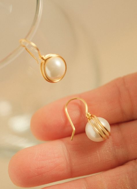 Pearl Earrings, Non tarnish wire gold plated Earrings, Gift for Wife, Mom Gifts, Gemstone Earrings,  Pearl earrings. Pearl Wire Earrings Diy, Gold Handmade Jewelry, Wire And Bead Earrings, Diy Earrings Pearl, Diy Pearl Jewelry, Diy Pearl Earrings, Pearls Jewelry Diy, Handmade Pearl Earrings, Pearl Earrings Designs