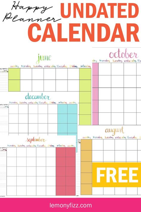 Printable Meal Planner Monthly, Disc Planner, Happy Planner Free Printable, Free Planner Printables, Planner Goals, Free Calendars, Undated Calendar, Happy Planner Printables, Arc Notebook