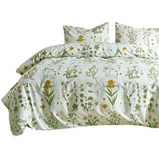 French Country Bedding, Green Duvet Cover, Boho Bedding Sets, Cozy Bedding Sets, Green Patterns, Flower Duvet Cover, Green Duvet, Queen Duvet Cover, Floral Duvet Cover