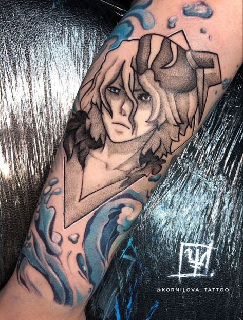 Tensa Zangetsu tattoo by kornilova_tattoo Tensa Zangetsu Tattoo, True Zangetsu, Nel Bleach Tattoo, Bleach Anime Tattoo Ideas, Bleach Neliel Tattoo, Tensa Zangetsu, Portrait Tattoo, Tattoos, Anime