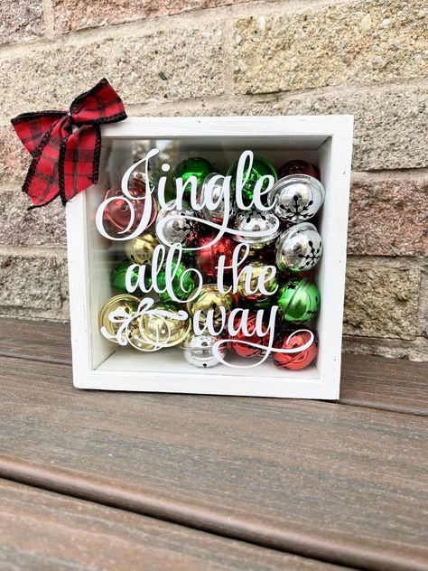 Jingle All the Way Shadow Box Christmas Home Decor Jingle | Etsy Diy Christmas Shadow Box, Shadow Box Christmas, Dollar Store Christmas Crafts, Diy Shadow Box, Christmas Shadow Boxes, Dollar Store Christmas, Dollar Tree Christmas, Christmas Home Decor, Jingle All The Way