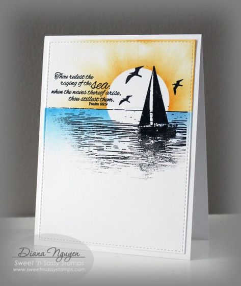 Sea Cards Ideas, Boat Card, Nautical Cards, Boy Cards, Masculine Birthday Cards, Summer Cards, Birthday Cards For Men, Male Cards, Stamping Up Cards