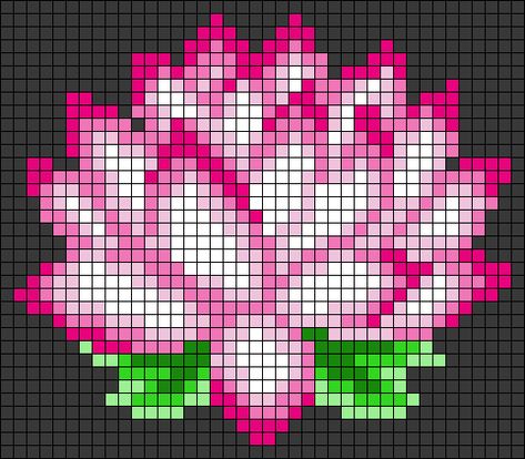 Lotus Flower Perler Bead Patterns, Pixel Drawing Flower, Lotus Flower Pixel Art, Perler Bead Patterns Flowers, Lotus Pixel Art, Lily Pixel Art, Floral Pixel Art, Flower Pixel Grid, Flower Pixel Pattern