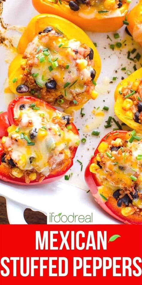 Stuffed Bell Peppers Turkey, Ground Turkey Rice, Corn And Black Beans, Beans Baked, Baked Peppers, Mexican Stuffed Peppers, Turkey Rice, Stuffed Peppers Healthy, Stuffed Peppers Recipe