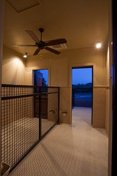 Nice kennel fencing for indoors, plus the automatic watering station Indoor Fence For Dogs, Dog Kennel Inside Garage, Garage For Dogs, Inside Outside Dog Area, Dog Room With Outdoor Access, Dog Containment Ideas Indoor, Garage Dog Area, Indoor Kennels For Dogs, Dog Area In Garage