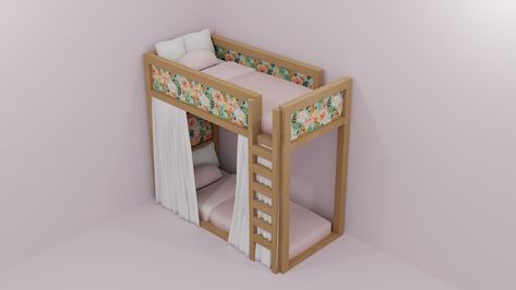 Wide Floral Bunk Bed | Patreon Sims 4 Bunk Bed, 4 Bunk Bed, 4 Bunk Beds, Bottom Bunk, Sims 4 Build, Bunk Bed, Sims 4 Custom Content, Sims 4 Mods, Bunk Beds