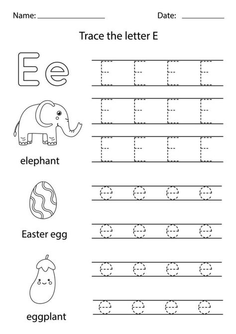 Learning English alphabet for kids. Letter E. Letter E Worksheets Preschool, E Tracing Worksheet, Letter E Activities For Preschool, Letter E Worksheet, English Alphabet For Kids, Letter Writing For Kids, Letter E Activities, Class Worksheets, Free Printable Alphabet Worksheets