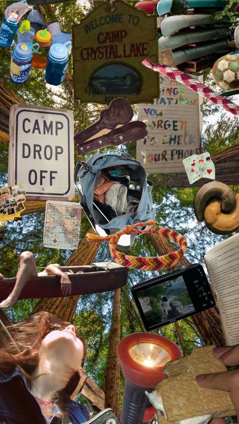 summer camp 🌲🪵🍵⛺️🌌 Shuffles Summer, Granola Aesthetic, Phone Wallpapers Tumblr, Cottagecore Wallpaper, Environmentally Friendly Living, Moodboard Collage, Granola Girl Aesthetic, Happy Camp, Camping Aesthetic