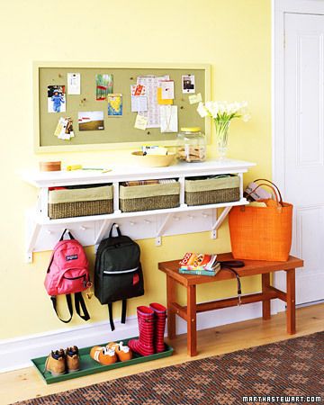 An Entryway Table Colors Organization, Family Command Centers, Casa Clean, Family Command Center, Back To School Organization, Organizational Ideas, Organization Inspiration, Beautiful Rooms, Entryway Organization