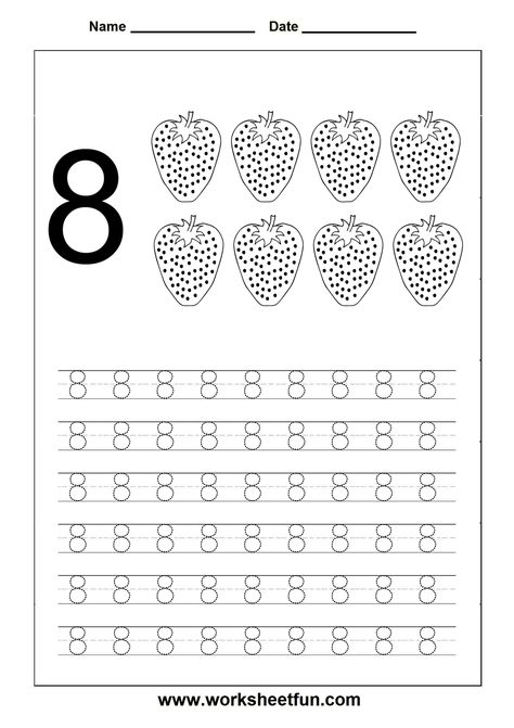 Number Tracing worksheet - 8 Number 8 Worksheet, Tracing Worksheets Preschool, Numbers Kindergarten, Number Tracing, Numbers For Kids, Numbers Preschool, Printable Numbers, Kindergarten Math Worksheets, Number Worksheets