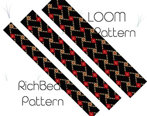 RichBeadPattern - Etsy Canada Beaded Bracelets Loom, Square Stitch Beading, Bead Loom Bracelet Patterns, Bead Loom Bracelet, Seed Bead Bracelet Patterns, Bracelet Beading, Stitch Jewelry, Square Stitch, Loom Jewelry