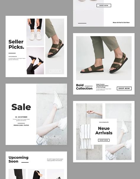 Social Media Templates - 6 Banner / Post Templates PSD, AI, EPS. 1080×1080 px Facebook Ads Design, Desain Ui, Instagram Feed Layout, Banner Web, Instagram Template Design, Fashion Layout, Plakat Design, Social Media Design Inspiration, Social Ads