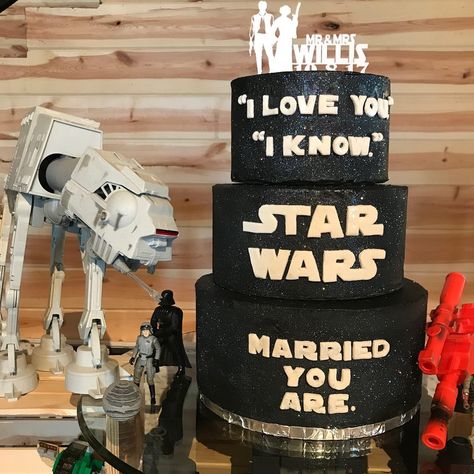 Grooms Cake Star Wars, Star Wars Themed Wedding Cake, Star Wars Grooms Cake, Lego Wedding Cakes, Superman Wedding, Star Wars Wedding Cake, 50th Anniversary Invitations, Lego Wedding, Bicycle Wedding