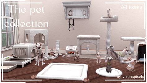 The pet collection | Patreon Sims 4 Pet Cc, Sims 4 Pets Mod, Sims Pets, Cat Ears And Tail, Small Dog Dresses, Dog Bandanna, Large Dog Collars, New Mods, Sims Four