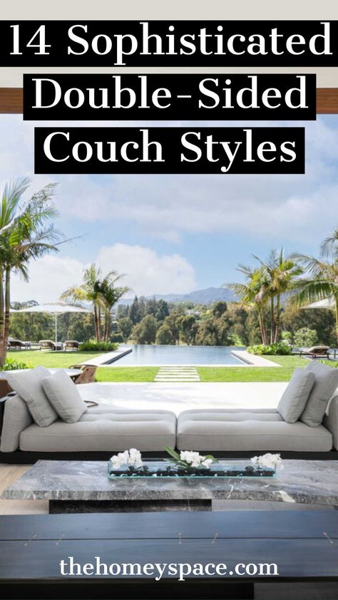 A double-sided couch makes an excellent alternative to a traditional sectional. #smartliving #livingroom #doublesidedcouch #couch #furniture #livingroomfurniture Double Side Sofa, Double Sided Couch, Couch Styles, Couch Styling, Small Accent Tables, Old Hickory Tannery, Haute House, Alder Wood, Smart Living