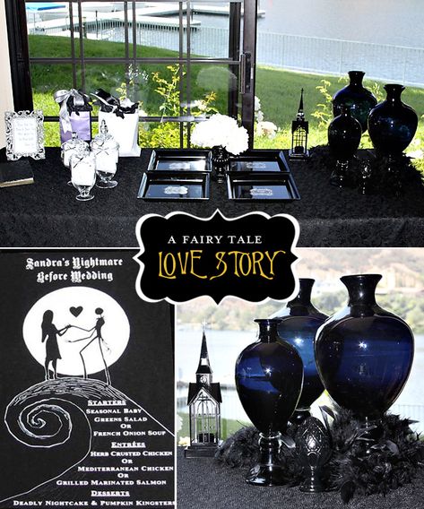 nightmarebeforechristmas_weddingshower_1 Halloween Bridal Showers, Christmas Wedding Themes, Nightmare Before Christmas Wedding, Christmas Bridal Showers, Halloween Themed Wedding, Dark Wedding, Disney Wedding, Halloween Wedding, Trendy Wedding