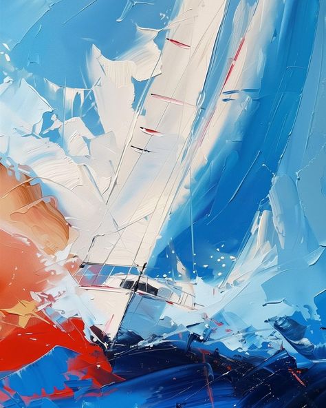 Boat Painting Acrylic, Ocean Art Painting, Boat Drawing, Sailing Art, Fish Artwork, Abstract Watercolor Landscape, Sailboat Art, Oil Painting Inspiration, Abstract Art Painting Techniques