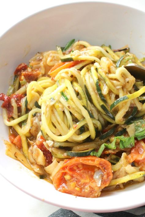 Mediterranean Zucchini Noodles - This Savory Vegan Mediterranean Zucchini, Burst Cherry Tomatoes, Vegan Buffalo Cauliflower, Veggie Pasta, Pasta Night, Simple Dinner, Savory Vegan, Delicious Donuts, Winner Winner