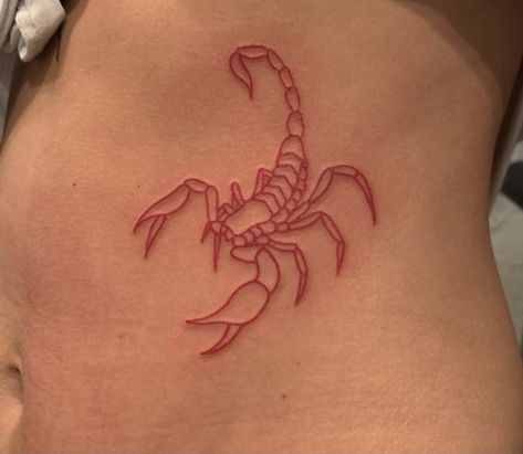 Red Ink Scorpion Tattoo, Scorpion Tattoo Red, Red Scorpion Tattoo, Scorpion Drawing, Tattoo Ideas Aesthetic, On Hand Tattoo, Heart Tattoo Ideas, Scorpio Tattoo, Dragon Tattoo For Women