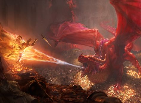 ArtStation - Magic the Gathering: "Dragon's Fire", Campbell White Breathing Fire, Dragon Artwork Fantasy, Dnd Dragons, Creature Artwork, Dragon Pictures, Fire Dragon, Dragon Artwork, Mythical Creatures Art, Mythological Creatures