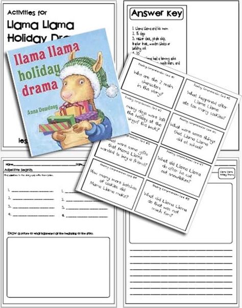 Llama Classroom, Reading Tutor, Adjectives Activities, December Lessons, December Kindergarten, Drama Activities, Llama Llama, Christmas Teaching, Christmas Reading