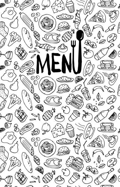 4,244 Retro Wallpaper Books Coffee Stock Photos, Pictures & Royalty-Free Images - iStock Memphis Design Pattern, Food Doodle, Menu Cover Design, Restaurant Menu Covers, Drawn Food, Sketch Pattern, Food Illustration Design, Wallpaper Books, Food Doodles