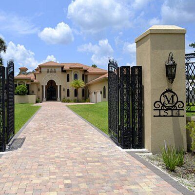 Modern Address Sign, Sea Biscuit, Brick Driveway, Luxurious Mansion, Mansion Exterior, 6 Number, Double Gate, Exterior Modern, Architecture Model Making