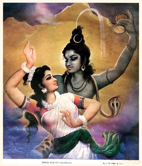 Shiva Parvati Tandava | Old Indian Lithography Print Indian Goddess Kali, Shiva Shankara, The Game Of Life, Goddess Kali, Shiva Parvati, Shiva Parvati Images, Art Indian, Litho Print, Lord Shiva Family