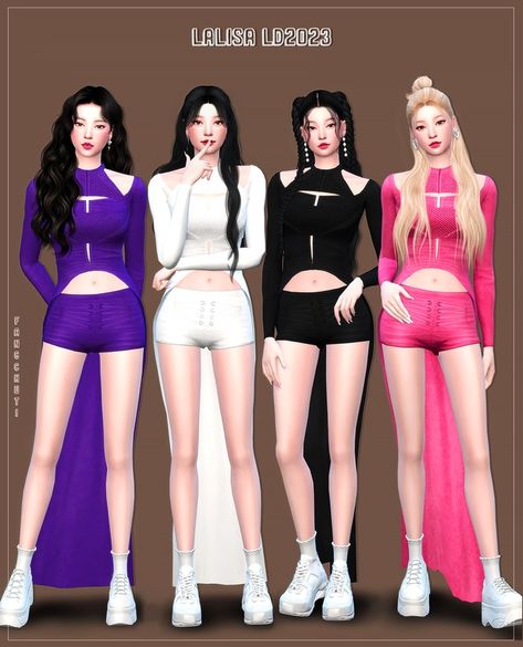 (fangchuti) 'Lalisa LD2023' Outfits | Patreon Blackpink Bst Hyde Park, Kpop Dress, Sims 3 Mods, Bst Hyde Park, Black And Pink Dress, Sims 4 Cc Skin, Sims 4 Dresses, Body Outfit, Sims 4 Mods Clothes