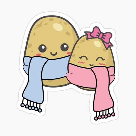 Potato Couple, Potato Cartoon, Pokemon Pfp, Winter Kawaii, Kawaii Potato, Motivational Stickers, Cute Potato, Cartoon Couple, Motivational Sticker