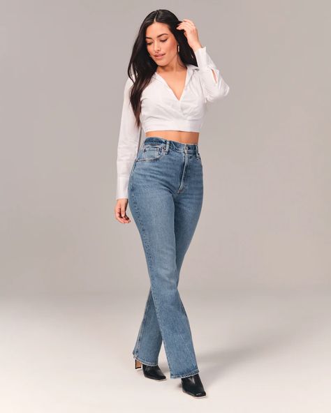 Women's Curve Love Ultra High Rise Vintage Flare Jeans | Women's Bottoms | Abercrombie.com Vintage Flare Jeans, Womens Flare Jeans, Abercrombie (women), Skort Dress, Kick Flare Jeans, Wide Leg Sweatpants, Cutout Maxi Dress, Vintage Flare, Pant Trends